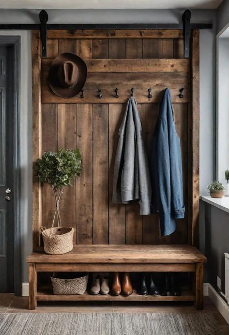 39 Chic Small Entrance Hall Ideas: Creative Solutions for Welcoming Spaces 10 Hallway Ideas Country Style, Key Hanging Ideas Entryway, Rustic Foyer Ideas Entryway, Small Boot Room Ideas, Small Mud Room Ideas Entryway, Entry Mudroom Ideas, Vestibule Ideas, Entryway Nook, Small Entrance Hall Ideas