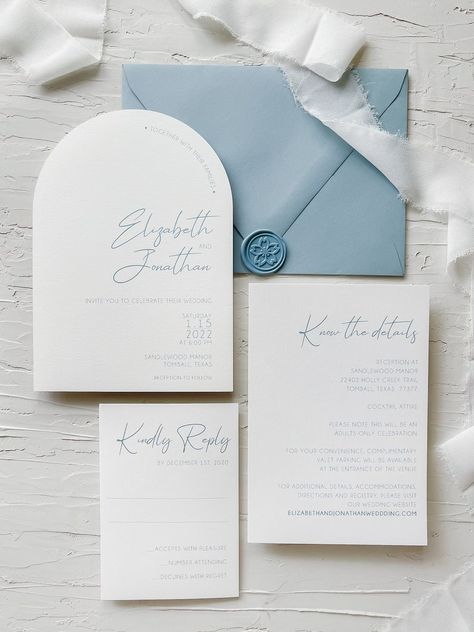 Dusty Blue Beach Wedding Invitations, Simple Wedding Invitations Dusty Blue, Dusty Blue Wedding Card, Simple Light Blue Wedding Invitations, Powder Blue And Gold Wedding Theme, Dusty Blue And Sage Wedding Invitations, Dusty Blue Winter Wedding Invitations, Dust Blue Wedding Invitations, Pastel Blue Wedding Invitations