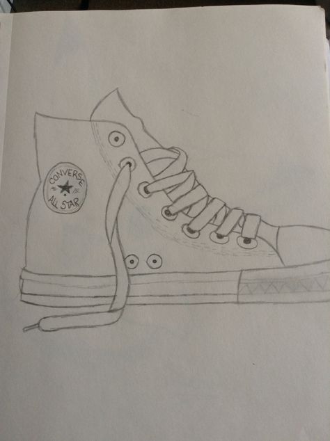 How To Draw A Converse, Converse Drawing Sketch, Converse Sketch, Sneaker Drawing, Converse Drawing, Sneakers Drawing, Lace Drawing, Shoe Sketches, Health Art