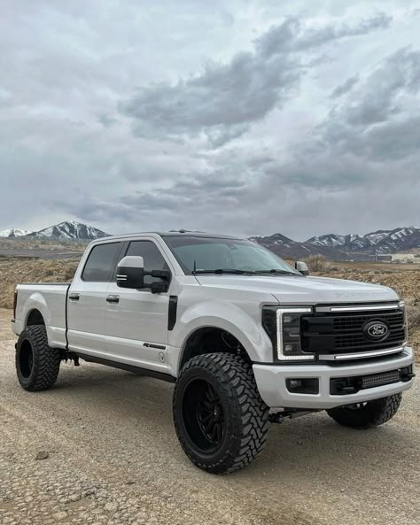 Ford F350 Super Duty with Custom grille and black lights @dark_dty New Chevy Truck, Trucks For Sell, Ford Super Duty Trucks, Big Ford Trucks, Diesel Trucks Ford, Country Trucks, Trucks Lifted Diesel, Hot Trucks, Super Duty Trucks