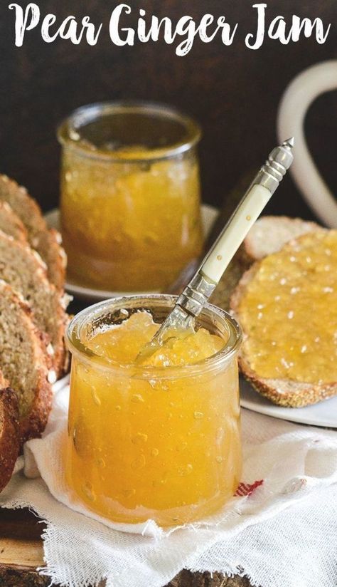 Ginger Jam Recipe, Brunch Toast, Ginger Jam, Pear Ginger, Pear Jam, Jam Recipes Homemade, Pizza Sauce Homemade, Pear Recipes, Jam And Jelly