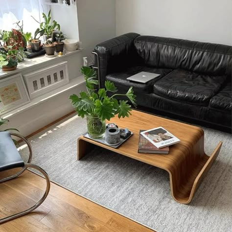 Havana Coffee Table Alana Coffee Table, Leather Couch With Coffee Table, Apartment Men Decorating, Post Modern Apartment Decor, Coffee Table Functional, Dark Furniture Apartment, Cool Living Room Tables, Vintage Room Furniture, Japanese Style Coffee Table