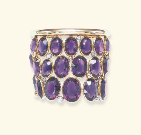 Christie's Large Image Suzanne Belperron, Bijoux Art Deco, Diamond Cuff Bracelet, Diamond Bangle Bracelet, Diamond Bangles Bracelet, Elegant Art, Amethyst Jewelry, Diamond Bangle, Deco Jewelry