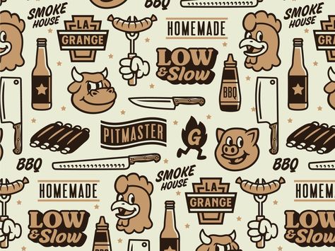 Bbq Logo, Elysian Fields, Instagram Pattern, Logo Package, Rubber Hose, 1930s Art, Sports Logos, Logo Icon, Badge Design