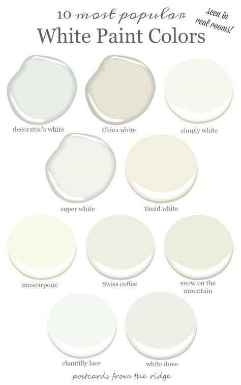 Popular White Paint, Colors For Walls, Interior Paint Colors Schemes, Benjamin Moore White, Popular Paint Colors, Paint Color Schemes, Neutral Paint Colors, Paint Colors Benjamin Moore, White Paint Colors