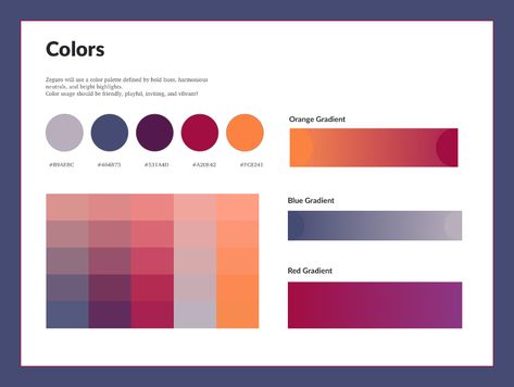 page layout - How to show a gradient within a style guide? - Graphic Design Stack Exchange Style Guide Ui, Gradient Graphic Design, Brand Guidelines Design, Gradient Graphic, Graphic Branding, Style Guide Design, Identity Design Inspiration, Brand Manual, Page Layout Design