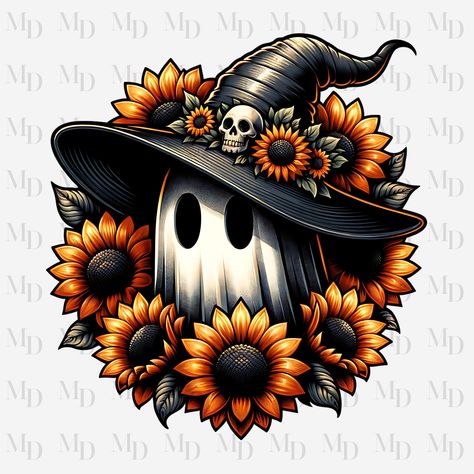 Halloween Flowers Drawing, Halloween Flower Drawing, Spooky Sunflower, Sunflower Drawings, Sunflower Halloween, Halloween Sunflower, Skull Sunflower, Halloween Wallpaper Cute, Halloween Floral