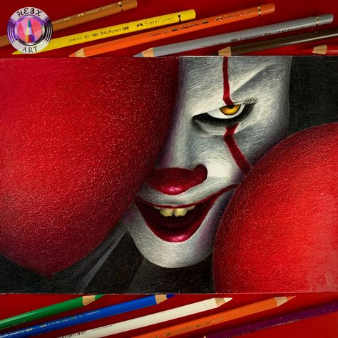 Pennywise Art Drawing, It Pennywise Drawing, Cool Horror Drawings, Halloween Drawings Realistic, Color Pencils Draw, Scary Clown Art, It Drawings Clown, Pennywise Drawing Sketch, Penny Wise Drawing