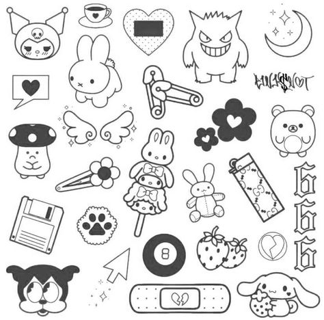 Sanrio Tattoos, Kawaii Tattoos, Typographie Inspiration, Petit Tattoo, Tattoo Line, Sharpie Tattoos, Kawaii Tattoo, Inspiration Tattoo, Doodle Tattoo