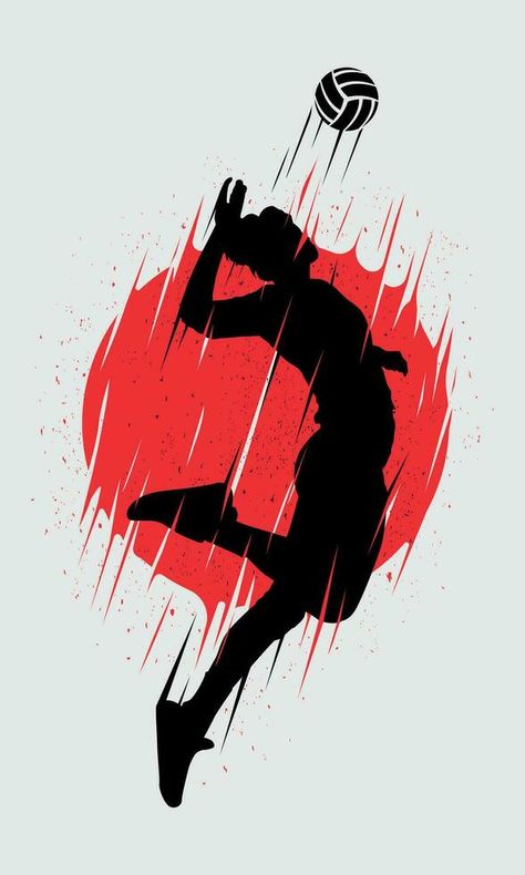 silhouette of female volleyball player hitting hard shot with abstract moon brushstrokes Female Volleyball Player, Volleyball Silhouette, Female Volleyball Players, Moon Wallpaper, Vector Silhouette, Volleyball Player, Heart Tree, Volleyball Players, Cityscape Photos