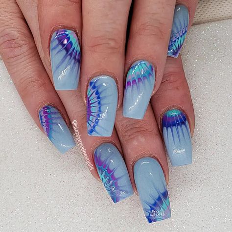 Blue Tye Dye Nails, Tie Dye Nails Tutorial, Purple Tie Dye Nails, Tye Dye Nail Designs, Tie Dye Nail Designs, Tie Dye Nails Acrylic, Tie Dye Nail Art, Tye Dye Nails, Pretty Fingers