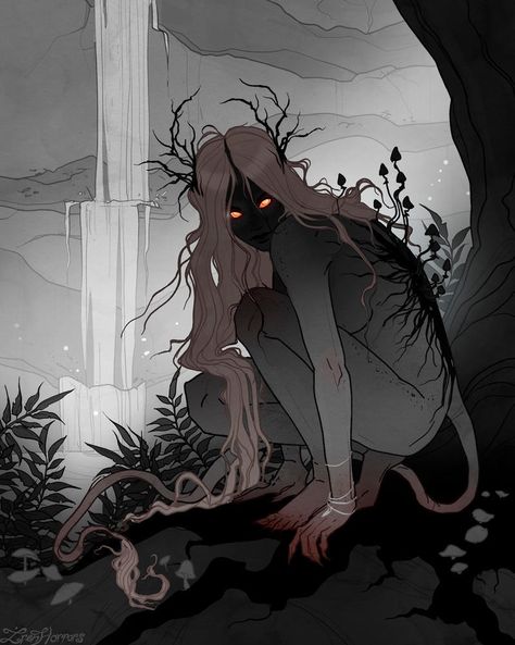 Abigail Larson, Humanoid Creatures, Forest Creatures, Mystical Creatures, Awesome Art, Character Inspo, Horror Art, Creature Art, Dark Fantasy Art