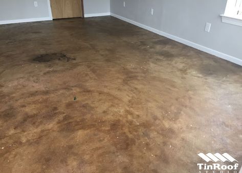 The B Farm : How I Stained My Concrete Floors Diy Stained Concrete Floors, Diy Concrete Stain, Stained Concrete Floors, Painted Concrete Floors, Concrete Stained Floors, Kneeling Pad, Diy Flooring, Stained Concrete, Painting Concrete