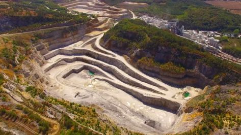 Limestone Quarry, Industrial Landscape, Mining Industry, Video Image, Feature Film, Aerial View, Photo Illustration, Czech Republic, Photo Image