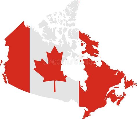 Canada Map Illustration, Canada Flag Art, Canadian Map, Canada Map, Graphic Background, Flag Art, White Illustration, Illustrated Map, Map Vector