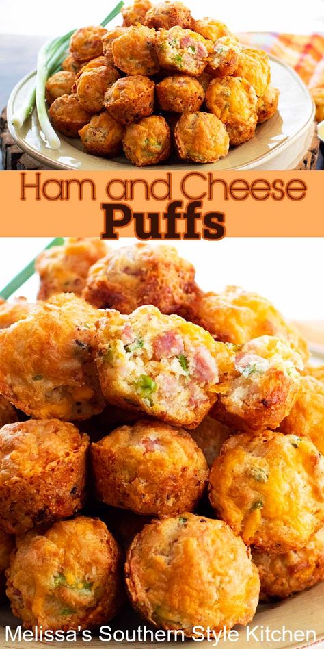 Ham And Cheese Puffs, Ham Appetizers, Brunch Snacks, Leftover Ham Recipes, Cheese Puffs, Appetizers Easy Finger Food, Finger Foods Easy, Recipes Appetizers And Snacks, Appetizer Bites