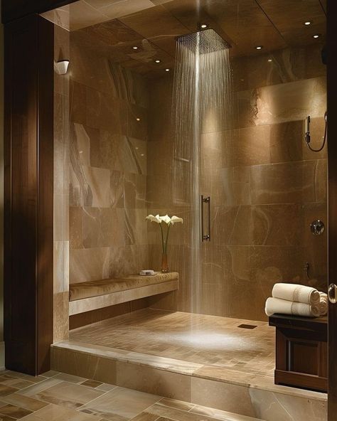 Interesting Bathroom Ideas, Luxury Shower Room, Master Bath Wet Room, Bath Wet Room, Bathrooms Luxury Modern, Dream Bathroom Luxury, Wet Room Ideas, Master Bathrooms Luxury, Spa Interiors