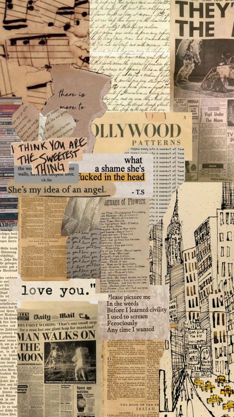 Dream House Drawing, Newspaper Collage, Newspaper Background, Newspaper Clippings, Seni Vintage, Pretty Wallpapers Tumblr, Scrapbook Printing, Paper Background Design, Magazine Collage