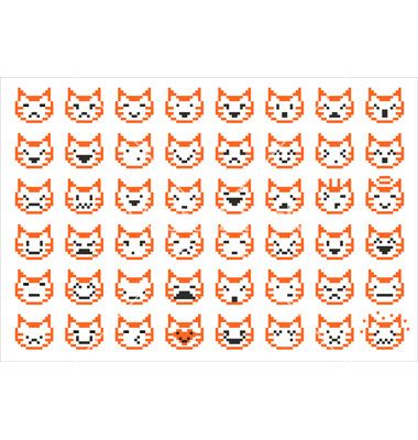 Pixel cat faces on VectorStock Illustrator Career, Pixel Cat, Different Facial Expressions, Emoticon Faces, Cat Expressions, Cat Faces, Pixel Drawing, Free Illustration, Face Expressions