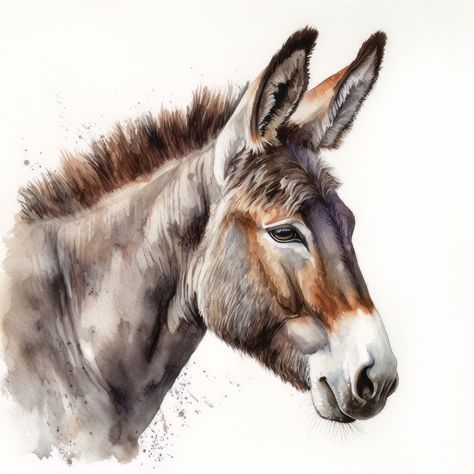 Donkey Watercolor Painting, Mule Artwork, Mule Painting, Mule Animal, Animal Digital Art, Art Pencil Set, Mules Animal, Donkey Drawing, Barn Wood Art