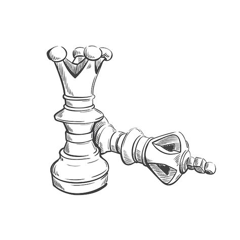 Chess pieces king and queen drawn in ske... | Premium Vector #Freepik #vector #chess #chess-board #pawn #chess-horse Chess Pieces Drawing, King And Queen Chess Pieces, Pieces Drawing, Chess King And Queen, Chess Tattoo, King Chess Piece, Queen Chess, Queen Chess Piece, Queen Drawing