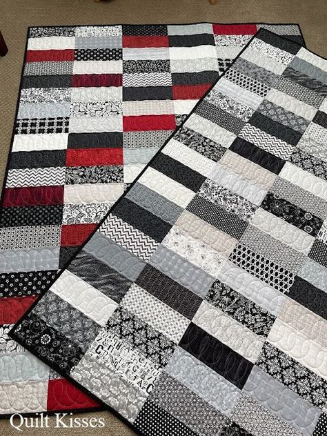 Teenage Quilt Ideas, Teen Boy Quilt Ideas, Masculine Quilts Patterns, Monochromatic Quilt Ideas, Boys Quilts Ideas, Baby Boy Quilt Patterns Free, Two Color Quilts Patterns Free, Black And White Quilts Patterns Ideas, Black White And Grey Quilts