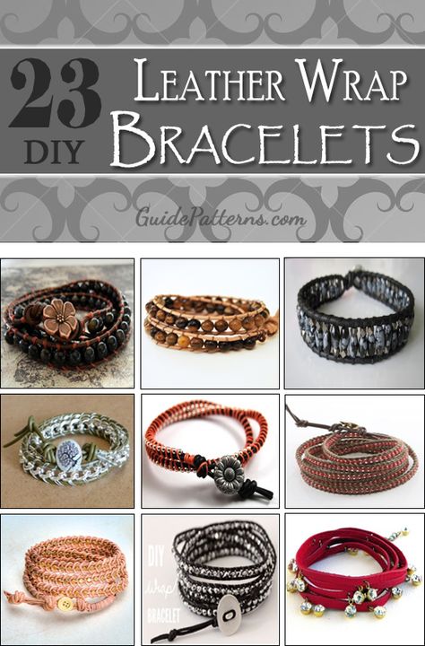 23 DIY Leather Wrap Bracelet Patterns | Guide Patterns Leather Wrap Bracelet Diy How To Make, Beaded Leather Bracelets Diy, Diy Beaded Wrap Bracelets, Bracelet Wrapping Ideas, Diy Leather Wrap Bracelets, Wrap Leather Bracelet, Adjustable Leather Bracelet Diy, Leather Bracelet Patterns, Diy Leather Bracelet Tutorial