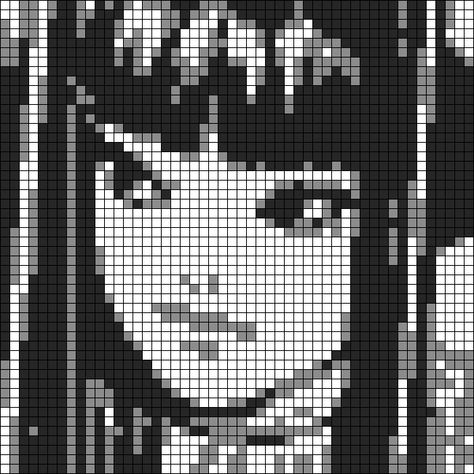 Alpha pattern #159617 variation #320854 | BraceletBook Tomie Alpha Pattern, Junji Ito Perler Beads, Alpha Pattern 32x32, Pixel Art Grid Pattern, Cute Grid Art, 32x32 Pixel Art Grid Easy, Dragon Alpha Pattern, Tomie Kawakami Manga, Pixel Grid Art Alpha Patterns