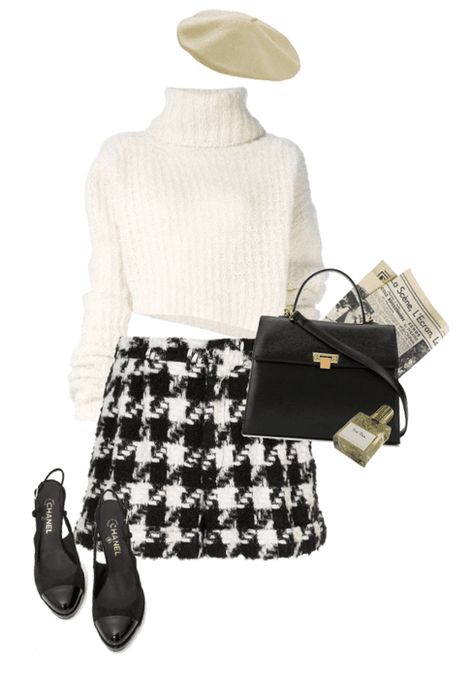 Houndstooth Print Outfit, Hounds Tooth Outfit, Houndstooth Winter Outfit, Houndstooth Pattern Outfit, Polyvore Luxury Outfits, Houndstooth Pants Outfit, Houndstooth Skirt Outfit, Winter Polyvore, Spring Houndstooth Mini Dress