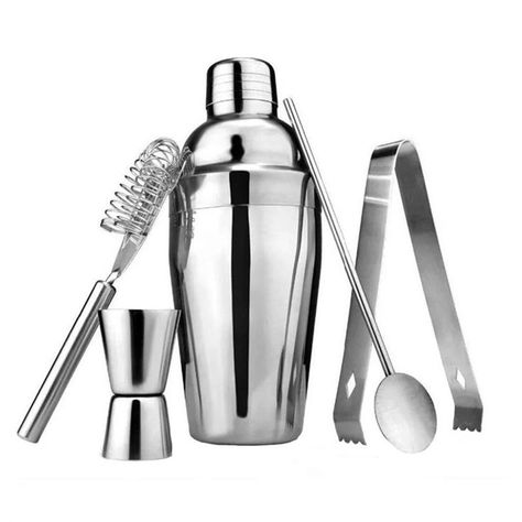 5 Pcs/set Stainless Steel Cocktail Shaker Set Reusable Professional Bartending Tool 550ML Cocktail Bar Set, Bartender Set, Cocktail Tools, Bartender Tools, Martini Shaker, Cocktail Shaker Set, Cocktail Mixers, Drink Mixer, Cocktail Shakers