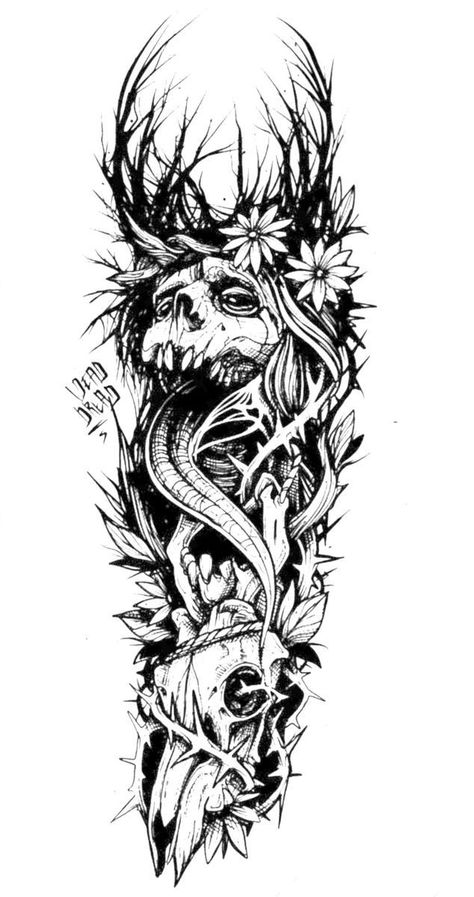 Blackwork Tattoo Sketch, Blackwork Tattoo Design Drawings, Botanical Tattoo Sleeve, Witcher Tattoo, Slavic Tattoo, Chest Tattoo Drawings, Black And Grey Tattoos For Men, Full Chest Tattoos, Shoulder Sleeve Tattoos