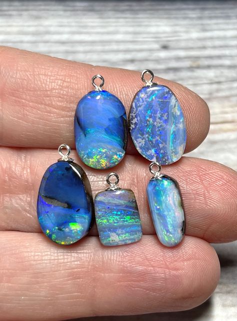 Opal Pendant With Natural Stones, Handmade Blue Opal Necklaces, Blue Opal Pendant Jewelry, Iridescent Labradorite Pendant Jewelry, Boulder Opal Jewelry, Boulder Opal Necklace, Iridescent Opal Cabochon Jewelry, Boulder Opal Pendant, Opal Pendant Necklace