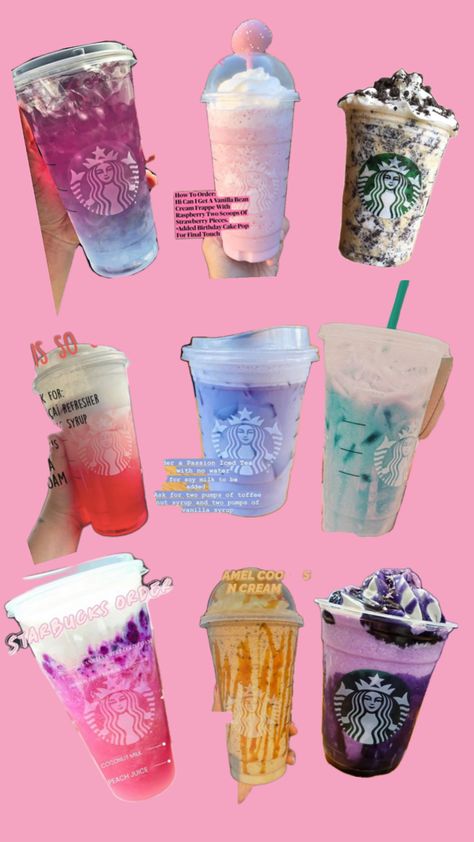 Preppy Starbucks Refreshers, Cool Starbucks Orders, Cute Starbucks Drinks To Order, Drinks Starbucks Recipes, Cute Starbucks Drinks, Starbucks Drinks Ideas, Starbucks Secret Drinks, Good Starbucks Drinks, Starbucks Drinks To Try Refreshers