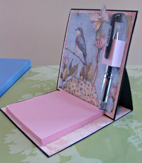 Makeup Vanity Redo, Tv Photo Frame, Diy Desk Ideas, Notecard Holder, Vanity Redo, Diy Desks, Diy Desk Calendar, Post It Holder, Easel Calendar