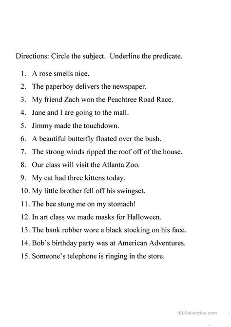 Subject And Predicate Worksheet, Complete Predicate, Complete Subject And Predicate, Subject Predicate, Pronouns Worksheet, Compound Subject, Complete Subject, Object Pronouns, Simple Subject