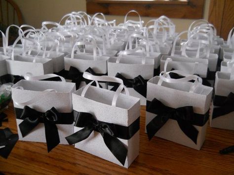 Elegant Black and White Reception | Elegant black and white wedding party favor gift bags by steppnout, $1 ... Black And White Wedding Party, White Wedding Party, Elegant Black And White Wedding, White Wedding Favors, Black White Party, Black White Parties, Black And White Wedding Theme, Black And White Party, Crystal Wedding Dress