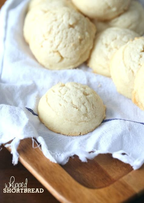 Whipped Shortbread Easy Shortbread Cookie Recipe, Whipped Shortbread, Cookies And Cups, Shortbread Cookies Easy, Whipped Shortbread Cookies, Drop Cookies, Yummy Sweets, Cannoli, Tea Cakes