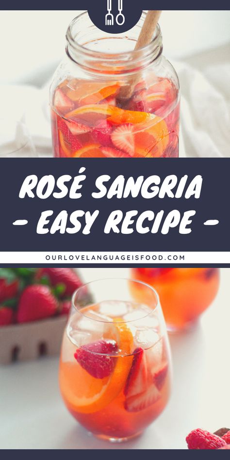 Sangria With Rose Wine, Easy Recipes For Summer, Pitcher Sangria Recipe, How To Make Sangria Easy, Rose Sangria Recipes Easy, Sangria Recipes Rose, Batch Sangria Recipe, Big Batch Sangria, Rose Sangria Recipes