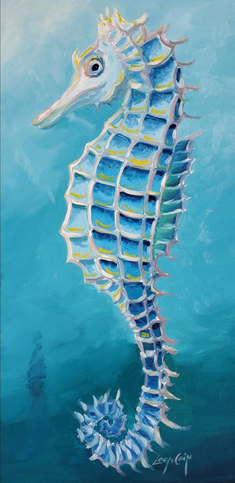 Sea Creatures Artwork, Seahorse Oil Painting, Sea Horse Painting Acrylics, Seahorse Acrylic Painting, Sea Life Painting Acrylic, Sea Horse Drawings, Seahorse Paintings, Sea Horse Painting, Horse Paintings Acrylic