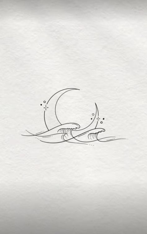 Moon Lover Tattoo, Ocean And Moon Tattoo, Wave Moon Tattoo, Moon And Sea Tattoo, Moon And Ocean Tattoo, Feminine Moon Tattoo, Half Moon Tattoo, Luna Tattoo, Back Of Arm Tattoo