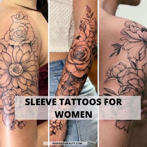 Amazing ideas of Sleeve Tattoos for Women that everyone, these female half sleeve tattoo are fun and pretty and they stand out cute unique Elegant Half Sleeve Tattoos For Women, Family Tattoo Sleeve For Women, Feminine Floral Tattoo Designs, Female Tattoos Sleeve, Womens Sleeve Tattoo Ideas Unique Strength, Beautiful Tattoo Sleeves For Women, Best Female Tattoos Unique, Women Half Sleeve Tattoo Ideas Unique, Flower Tattoos For Women Sleeve