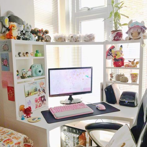 Corner Desk Aesthetic, Ikea Corner Desk, Corner Workstation, Desk Aesthetic, Motivate Me, Perfect Desk, Uk Artist, Pc Setup, Working Hard