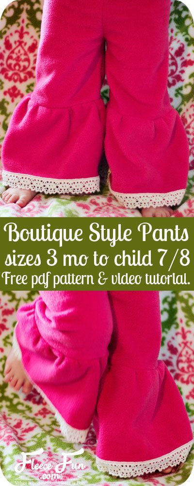 Ruffle Pants Pattern, Girls Ruffle Pants, Fleece Sewing Projects, Pants Pattern Free, Trendy Sewing Patterns, Sewing Fleece, Boutique Pants, Sewing Patterns Girls, Trendy Sewing