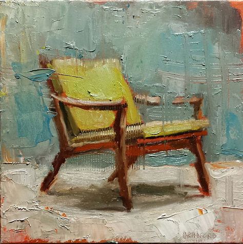 Chair Painting Art, Chair Painting Ideas, Abstract Chair, Chair Painting, Chair Art, Chair Drawing, Interior Paintings, Yellow Chair, Art Corner