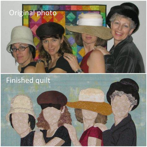 Create a portrait pattern from a photo | Terry Aske Art Quilt Studio Sisters Portrait, Portrait Quilts, 4 Sisters, Tutorial Sewing, Photo Quilts, Art Quilting, Collage Portrait, Interesting Patterns, Quilting Board