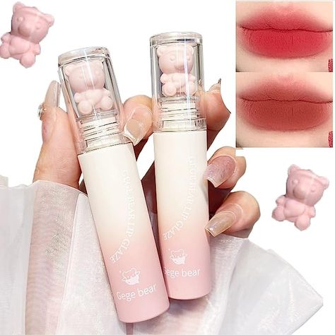 Pink Bear Makeup, Cute Lip Makeup, Cute Lip Tint, Korean Lip Products, Cute Lipgloss, Mud Texture, Aesthetic Makeup Products, Futuristic Makeup, Heart Shaped Lips