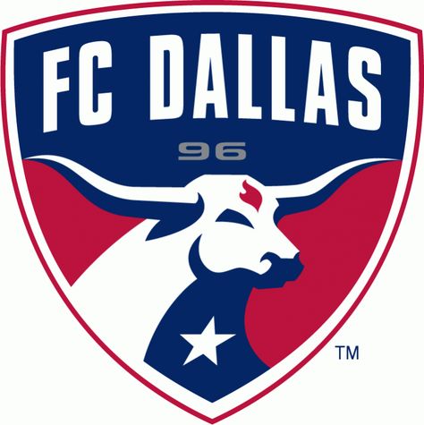 F.C. Dallas Primary Logo (2005) - A longhorn on a shield with Texas flag colors under FC Dallas script Dls Kits, Mls Soccer, Sport Logos, Soccer Teams, Soccer Logo, Seattle Sounders Fc, Frisco Texas, Football Logos, Houston Dynamo