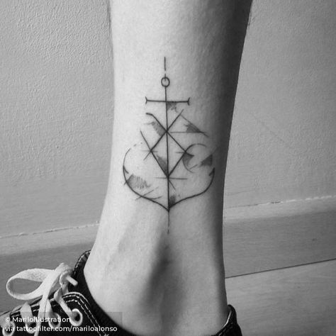 Abstract anchor tattoo on Álvaro. Tattoo Ideas For Women Unique, Ladies Tattoo, Watercolour Tattoo Men, Leg Tattoo Ideas, Compass Rose Tattoo, Lower Leg Tattoos, Ankle Tattoos For Women, Anchor Tattoos, Pen Drawings