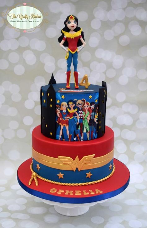 DC Superhero Girl Cake - Cake by The Crafty Kitchen - Sarah Garland Dc Superhero Girls Cake, Woman Birthday Cake Ideas, Girl Superhero Cake, Dc Superhero Girls Birthday, Woman Birthday Cake, Dc Superhero Girls Party, Superhero Girls Birthday, Supergirl Birthday, Wonder Woman Cake