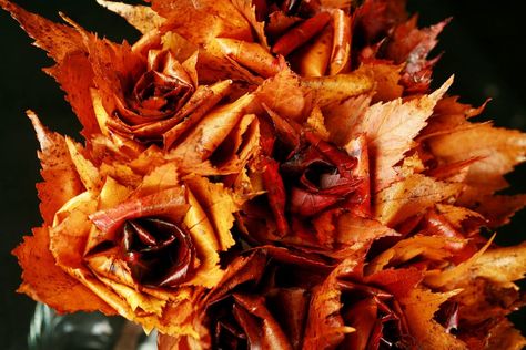 A bouquet of Maple Leaf Roses - roses that have been handcrafted from freshly fallen maple leaves. Leaf Roses, Making Roses, Leaves Craft, Autumn Leaves Craft, Fun Fall Crafts, Leaf Crafts, Fall Craft, Fallen Leaves, Floral Tape